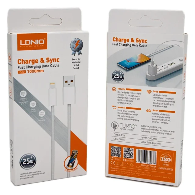 کابل تبدیل USB به لایتنینگ الدینو مدل LS901 طول 1 متر